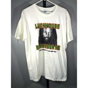 Vintage Lucky Dube Shirt Mens LG White 2007 Memorial Tribute Reggae Music Tee